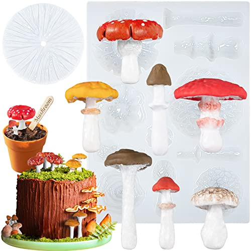 Life Like Mushroom Polymer Clay Casting Silicone Mould and Veiner for Fondant Cake Decorating, Modelling Chocolate