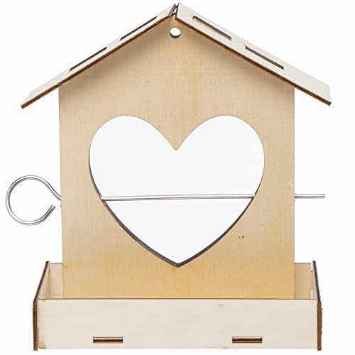 Baker Ross Herz Vogelhaus Holz Bastelset - 2er Pack, Nistkästen für Vögel zum Bemalen und Basteln für Kinder (FC445)