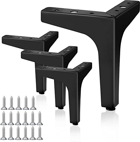 Höst 4 stycken svarta möbelfötter 13 cm, triangulära möbelben, metall | Gör-det-själv ersättning för skåpfötter, bordsben, TV-skåpsfötter, sofffötter andra möbelben (svart 4 st-13 cm)