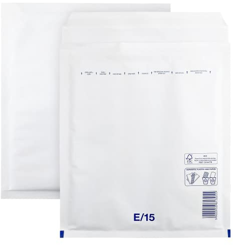Netuno 100x sobres acolchados con burbujas de aire blancos DIN 15/E 240x275mm sobres de burbuja de aire autosellados reciclables resistentes al desgarro bolsa embalaje envíos postales tránsito ropas