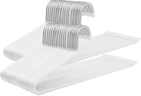 SONGMICS Hosenbügel, 40er Set, Kleiderbügel Hosen, offenes Ende, multifunktional, rutschfest, platzsparend, Länge 38 cm, weiß CRI004WT40
