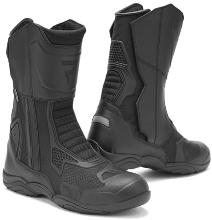 REBELHORN Range Motorradstiefel Herren | Knöchel und Schienbeinschutz | Sympatex Membran | Mesh Belüftungspaneele | Zwei Lange Reißverschlüsse