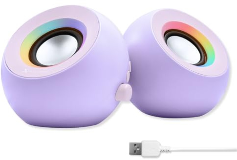 X9 Performance Purple Computer Speakers for Desktop PC with RGB Lighting, Bluetooth, USB, and AUX - Triple Mode Connection, Dual 2.25 Drivers for Work and Play - Bluetooth PC Speakers - Purple