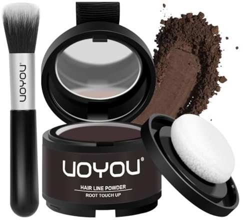Root Touch Up Powder Instantly Conceals Hair Loss, Gray Root Cover Up Water & Sweat Resistant for Thinning Hair Men & Women, Includes Brush - Medium Brown