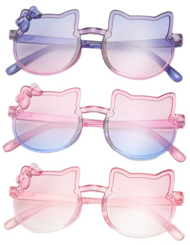 HQRKOTM Paquete de 3 gafas sol niña Kitty, gafas de sol para niños de 3 a 12 años con protección UV 400, para fiestas de cumpleaños, divertidas gafas de fiesta novedosas (A)