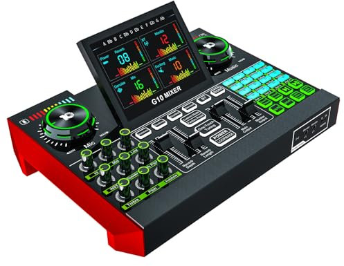 Mixer audio DJ G10, attrezzatura per podcast scheda audio live per streaming, interfaccia audio mixer DJ scheda audio/scheda DJ microfono a condensatore per kit di creazione di contenuti video Tiktok.