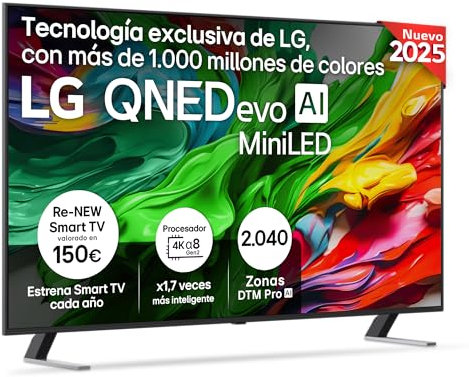LG 65QNED85A6C - TV 65, 4K QNED EVO, Smart TV, WebOS 25, Procesador Potente e Inteligente, MiniLED AI, Super Upscaling, Dolby Vision y Dilgital Plus, Alexa/Google Assistant, Negro