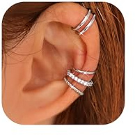 ADRAMATA 4 Paar Ear Cuff Ohrringe Gold/Silber – Ohrmanschette für Damen, Fake Helix Piercing Ohne Ohrloch, 14K Vergoldet Clip-On Knorpel Ohrringe, Verstellbare Earcuffs in Geschenkbox