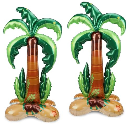 PHOGARY 2 globos inflables grandes de palmera para niños y adultos, decoraciones de fiesta de cumpleaños hawaiana, piscina, selva tropical, verano, playa, fiesta, decoración
