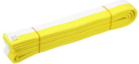 YELARXI Karate Belt, Martial Arts Ranking Belts Solid Cotton Double-Layered Core Long Soft Uniform Training Equipment Fitting for(Taekwondo/Karate/Judo/BJJ/Competition) 8.5ft&White/Yellow