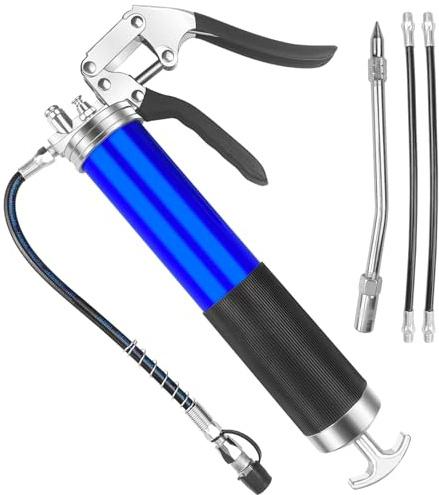 Comzantor Set di 4 Tubi, Ingrassatore Manuale, Pistola Pneumatica per Grasso con Impugnatura, Ingrassatores Pressione, Ingrassatori Pneumatico per Lubrificazione dei Veicoli a Motore, Set Portatile