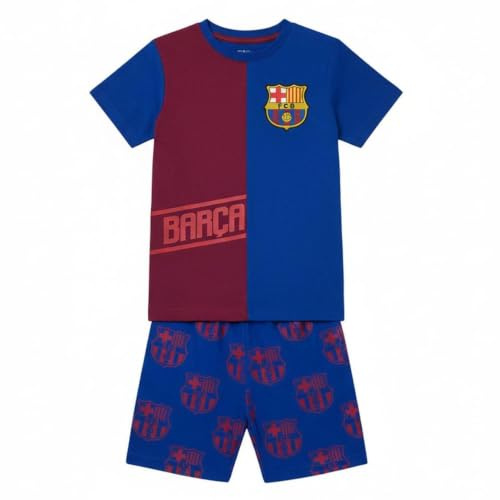 Pijama Corto FC Barcelona Niño y Adolescente - Conjunto 2 Piezas, 100% Algodón Single Jersey, Licencia Oficial Barça, para Verano y Dormir