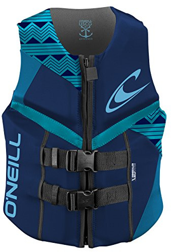 O'Neill Wetsuits Women's Reactor USCG Life Vest Navy/Riviera/Turquoise, 10
