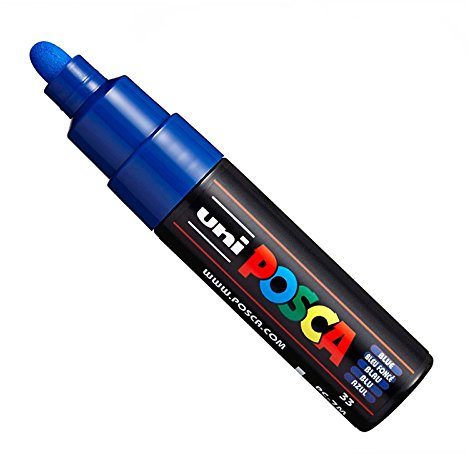 Uni Posca PC-7M, Marker, Kunststift – großes Kugelspitze 4,5–5,5 mm – 15 Farben blau