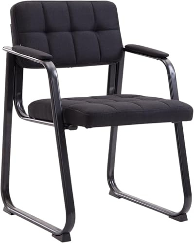 CLP Silla con Reposabrazos Canada B, Acolchada de Visita, Estructura Metal Negra Mate, Conferencia, Sala de Espera de Tela Color:Negro
