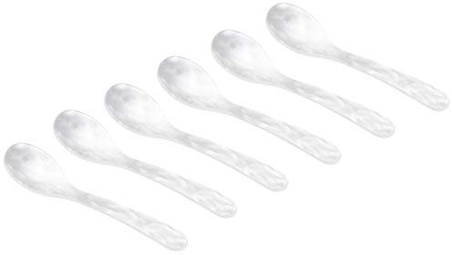 Heim Söhne 6er Set Acrylglas Löffel ca. 12,2 cm – Zauberhafte Eierlöffel in Perlmuttoptik für unvergessliche Momente beim Frühstück, Dessert & mehr – Handgefertigt in Deutschland (Perlmutt Weiß)