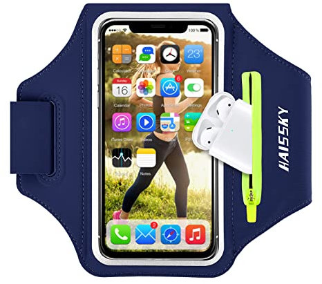 Brazalete Movil Running con Bolsa de Auriculares para iPhone 16 15 14 13 12 11 Pro MAX，Brazalete Deportivo Ajustable,Porta Movil Running hasta 6,9 para Correr, Gimnasio, Caminar, Ciclismo