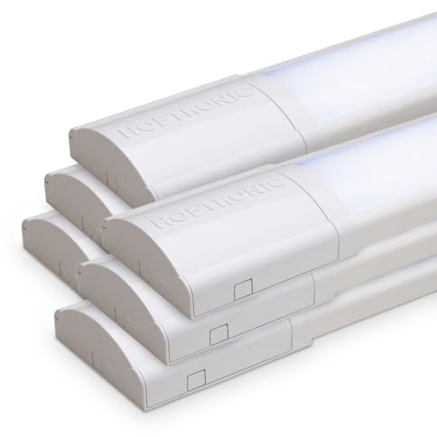 HOFTRONIC - Lot de 6 Réglette LED Linéaire 120 cm - 40W - Chip Samsung - 6400K Blanc froid - 4800lm - Plafonnier Lampe Rectangulaire - Tube LED Lumière - IP20 pour Plafond, Garage, Magasin