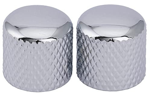 Musiclily Pro Metrische Stahl Tele Style Potiknopf Dome Knobs für Import Fender Telecaster E-Gitarre/Precision Bass, Chrom (2er Set)
