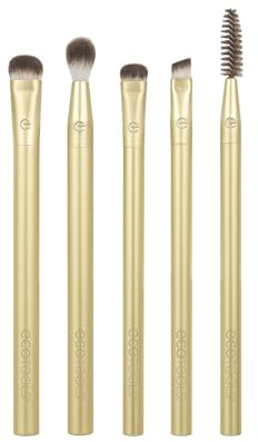 EcoTools Precious Metals Ensemble de pinceaux éclaircissants pour les yeux, kit de pinceaux de maquillage de précision pour fard à paupières, chrome, lot de 5 pièces