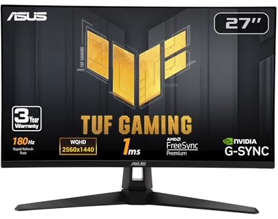 ASUS TUF Gaming VG27AQ3A 27 Inch 1440p 180Hz G-SYNC Gaming Monitor