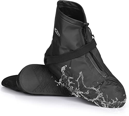 Waterproof Shoe Cover 38-39,GeeRic Waterproof Rain/Snow Boot Shoe Cover with Reinforced Strap/Zipper PVC Rainproof Cycling Overshoes Non-Slip Reusable Durable for Walking Outdoor Sports Camping
