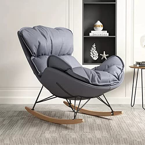 YCKEGEW Schaukelstuhl Comfy Chair Für Schlafzimmer,Gepolsterter Gleitersessel Lounge Stuhl Recliner, Für Sonnenzimmer Büro, Lazy Chair Moderner Akzentstuhl Ergonomisches Design (Color : Dark Grey)