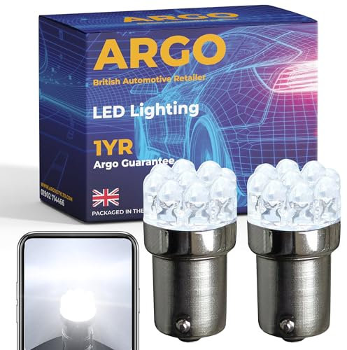 Argo 380 P21/5w Bulb Led Xenon White Stop Tail Brake Light Bulbs 9 Led Lens 1157 Bay15d Rear lamp Halogen Replacement Upgrade Bulb P21/5w Car Light Bulbs 12v