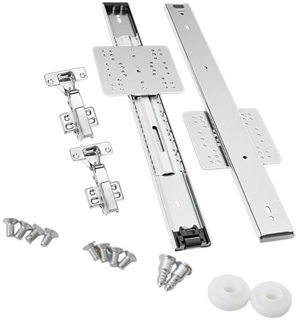 Fenteer Puertas de Armarios Abatibles Ocultas, Rieles Deslizantes, Puertas de Bolsillo, Kit de Herrajes para Puertas Correderas, Armarios para El Hogar, Estan, 550 mm