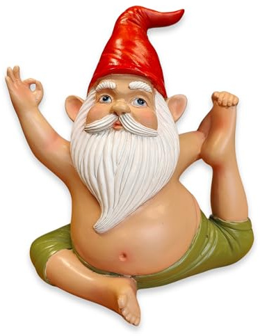 synxzen Yoga Gartenzwerg Meditation 17cm - Wetterfeste Lustige Zwerg Figur Garten Deko Indoor Outdoor, Originelles Geschenk für Gartenliebhaber
