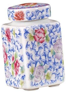 Gcljlmy Tea Canister Vase with Lid 155ml Multipurpose Porcelain Table Vase Ginger Jar Flower Temple Tin for Wedding Gift Home Decoration