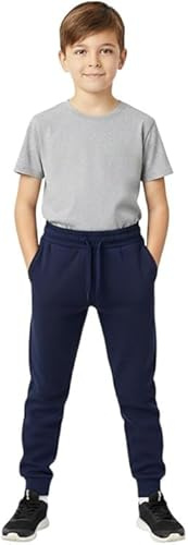 ITRAT Boys Girls School Jog Pants Kids Sports Fleece PE Joggers Trouser Jogging Tracksuit Bottoms Kids Sport Gym wear Casual Trouser 5-14 Years (11-12 Navy)