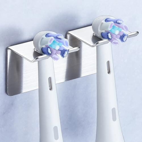GGQ Portaspazzolino elettrico supporto per spazzolino da denti senza foratura, supporto per testine di ricambio in antiruggine, supporto per spazzolino da denti montaggio a parete (Argento, Piccola)