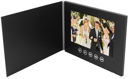 FAUOSWUK Electronic Greeting Card, LCD Color Screen Video Brochure with Customizable Cover and Adorable Stickers for Business Wedding (10inch)