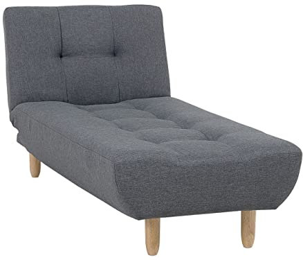 Beliani Chaiselounge Stoffbezug dunkelgrau gesteppt verstellbare Lehne Retro-Stil Alsten
