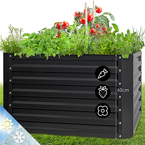 Blumfeldt Fioriera da Esterno, Orto Verticale Rialzato per Balcone e Giardino, Mini Orto Rialzato per Piantine, Giardino Verticale Impermeabile 600L, 100 x 60 x 100cm (Beige)