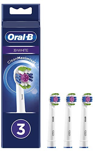 Oral-B 4210201325123 EB18RB-3 3D White CleanMaximizer Aufsteckbuersten Fuer elektrische Zahnbuerste, Weiß, 3 Stück
