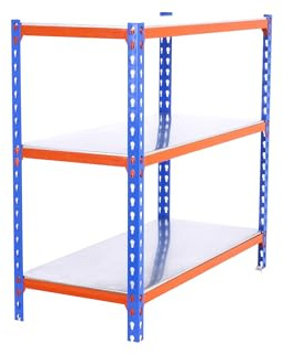 SimonRack Förvaringshylla 3 Hyllplan, 900x1200x300 mm – Garagehylla i Blå/Orange/Galvaniserad, 200 kg Belastning per Hyllplan - B40