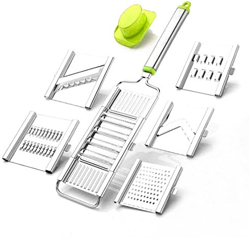 SUL Handheld 6 in 1 Multipurpose Vegetable Slicer with Handle, Steel Grater and Slicer/Vegetable Cutter/French Fries Cutter/Potato Chips Cutter Multifunctional Kitchen Grater Set