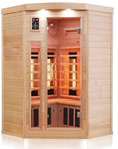 Luxus LED Infrarotsauna 140x140cm Dual-Therm Infrarotkabine Wärmekabine Vollspektrum