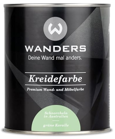 Wanders Shabby Chic Peinture à la craie 750 ml – Corail vert/vert clair – Peinture pour meubles de cuisine et meubles de cuisine sans ponçage – Peinture à la craie pour bois et plus encore – Haut