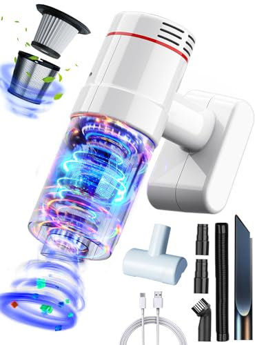 SRAYG Handstaubsauger Akku 16000Pa Akku 6000mAh Beutellos Nass Trocken Testsieger Autostaubsauger 2 Stufen Saugleistung Mini Kabellos Handsauger für Haus,Tierhaare,Edelstahlsieb+Filte[Aktualisierte]