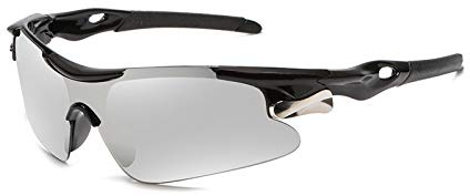 BSLVWG Polarised Sports Sunglasses for Men Women Driving Sunglasses UV400 Protection Sports Sunglasses for Cycling Running Fishing Golfing Outdoor Activities Unbreakable Frame (Silver)