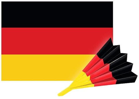 Primus-Print Fanklatschen mit Länderflaggen - 32x45cm, 300g Starker Karton, 8-Fach Gerillt, Beidseitig Bedruckt - Perfekt für EM 2024 & Themenpartys - Erhältlich in 5er, 10er & 25er Set [Deutschland]