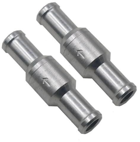 MiJunHD 2 válvulas de combustible unidireccionales de aluminio de 10 mm, válvula de retención de antirretorno adecuada para gasolina, diésel, aceite, agua, para carburador de coche, sistemas de baja