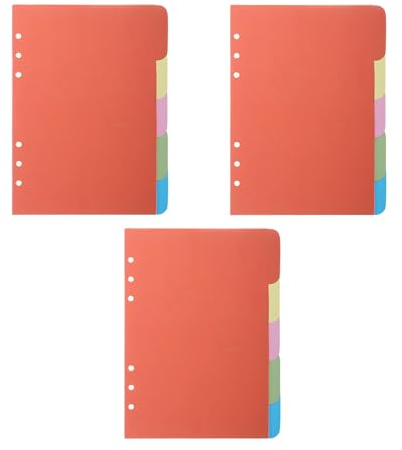 DHWEKU 15 Piezas A5 6Hoyos Separadores Carpeta,Índice A5 Clasificaciones, Divisores A5 Hoja de Papel,Separador Archivador,Separadores para Carpetas de Anillas de Color,Para Carpetas de Anillas