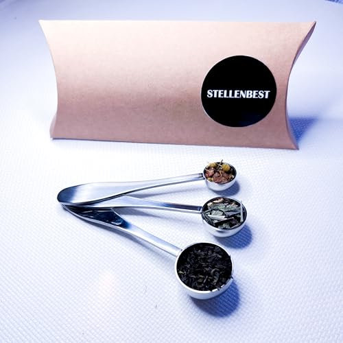 Stellenbest set de 3 cucharas medidoras para ingredientes en polvo o granulares, como té, café, especias, matcha, etc. Con tres tamaños: ½ gramo, 1 gramo y 2 gramos. Cucharas de acero inoxidable