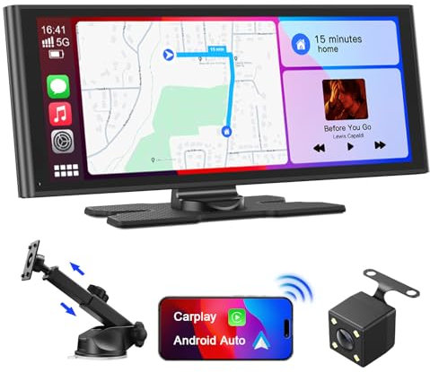 Avylet 9,26 Wireless Carplay Display für Apple Carplay & Android Auto, Tragbarers Carplay Autoradio mit IP67 Rückfahrkamera, OTA-Updates, GPS Navigation, Bluetooth 5.0, Mirror Link, FM/AUX
