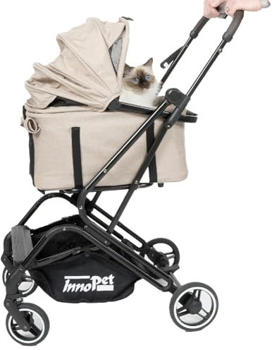 Passeggino compatto per animali Innopet Nomad - Passeggino pieghevole e leggero per cani e gatti fino a 20 kg - Trasportino per animali, seggiolino auto e passeggino 3in1