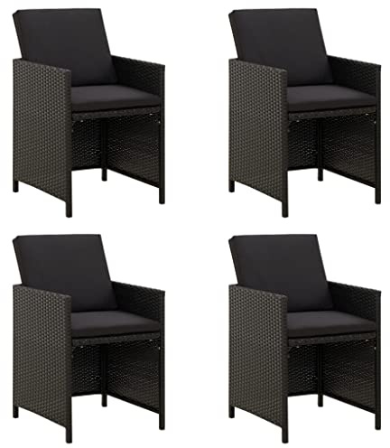 Mandloder Set di 4 sedie da giardino, in robusto rattan sintetico, con comodo cuscino, resistente alle intemperie, mobili da giardino per il vostro gruppo da pranzo all'aperto, mobili moderni per